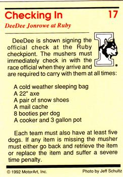 1992 MotorArt Iditarod Sled Dog Race #17 Checking In Back